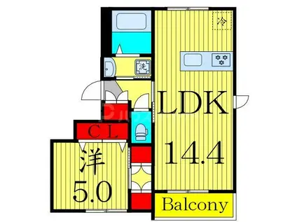 プランドール東向島(1LDK/3階)の間取り写真