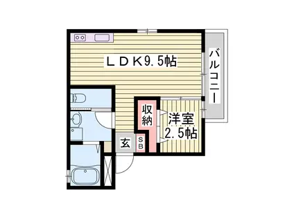 ルミエール神屋町(1LDK/2階)の間取り写真
