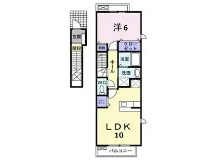 フォレストコート明神III(1LDK/2階)の間取り写真
