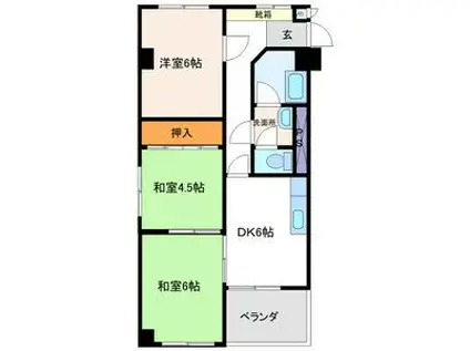 中根ハイツ(3DK/3階)の間取り写真