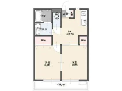 コリンシアン(2DK/2階)の間取り写真