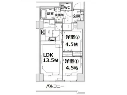 シティコート目黒2号棟 6階(2LDK/6階)の間取り写真