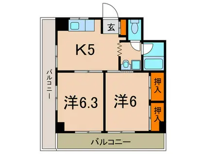 ザ344ビル(2K/7階)の間取り写真