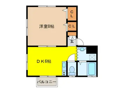 明石屋壱番館(1DK/2階)の間取り写真