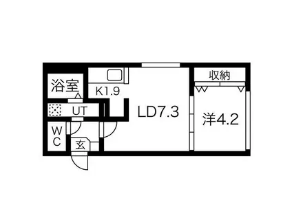 グラシアス南郷(1LDK/3階)の間取り写真