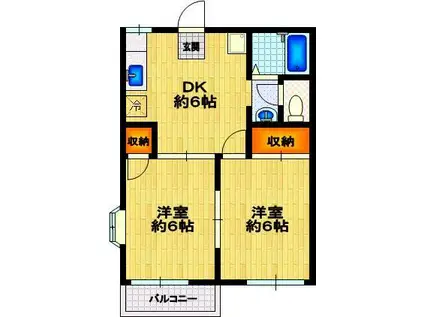 ラ・メゾン谷津(2DK/2階)の間取り写真