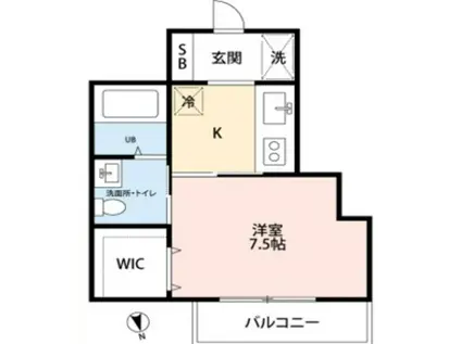 グリーンキャピタル旗の台(1K/4階)の間取り写真