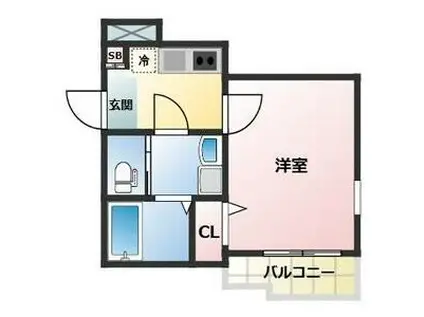 ALEGRIA東二見(1K/2階)の間取り写真