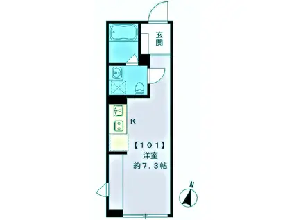 アブニール池上(ワンルーム/1階)の間取り写真