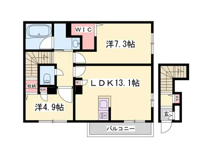 グランデ三木(2LDK/2階)の間取り写真