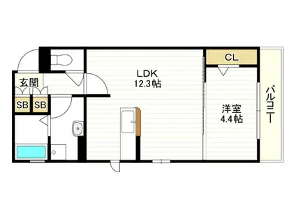 ボン クロシェット(1LDK/2階)の間取り写真