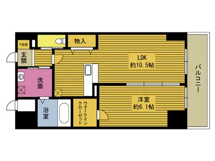 WINDOMセントラルレジデンス(1LDK/5階)の間取り写真