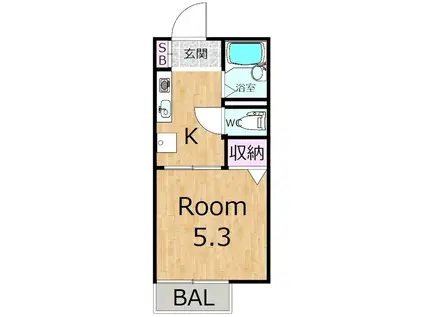 メゾン・ド・ソレイユ(1K/1階)の間取り写真