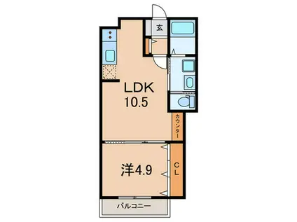 ルナ大久保駅前(1LDK/1階)の間取り写真