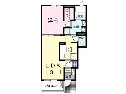 フェスタ一ノ割(1LDK/1階)の間取り写真