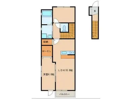 パピヨンX(1SLDK/2階)の間取り写真