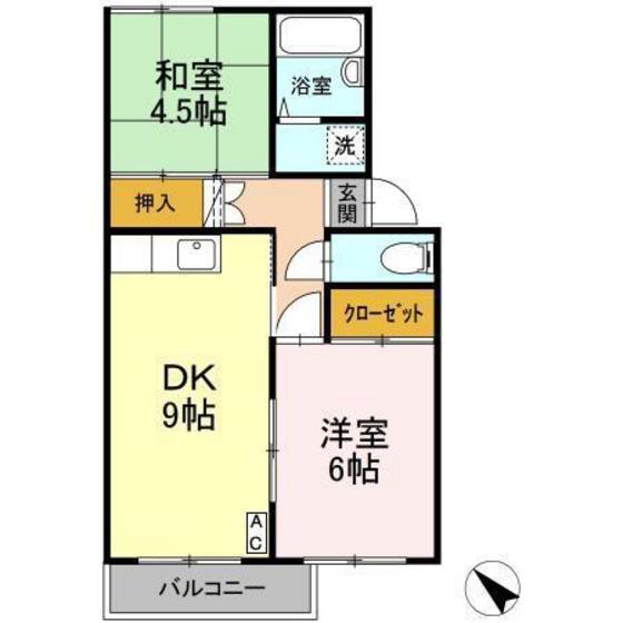 セジュール中野(3K/2階)の間取り写真