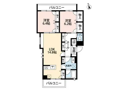 東急東横線 大倉山駅(神奈川) 徒歩10分 4階建 築5年(2LDK/2階)の間取り写真