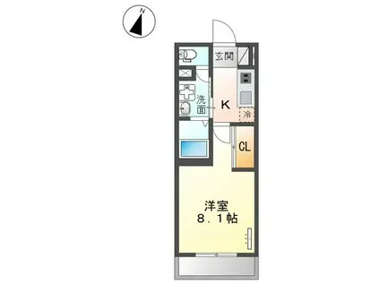 ヴァローレ日比野(1K/3階)の間取り写真