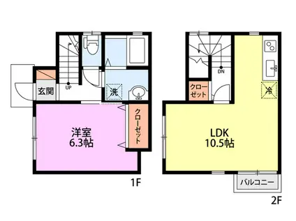 ロワール大島(1LDK/2階)の間取り写真