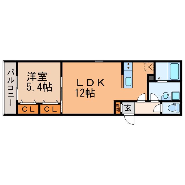 ジーメゾン上条町リアリス(1LDK/1階)の間取り写真