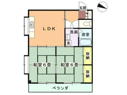 南レジデンス(2LDK/4階)の間取り写真