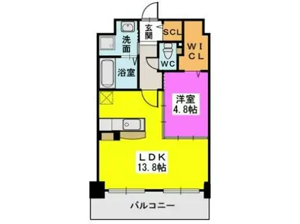 オータムレーベンII(1LDK/2階)の間取り写真