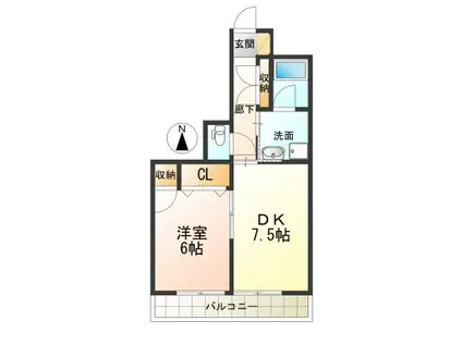 天神マンション(1DK/4階)の間取り写真