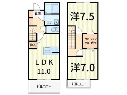 HARRISONS COAT SHIMIZU(2LDK/1階)の間取り写真