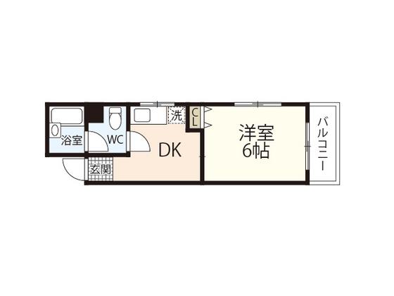 サンライズ河原町(1DK/4階)の間取り写真