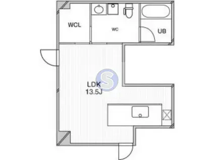 ルクレ堺筋本町レジデンス(ワンルーム/1階)の間取り写真