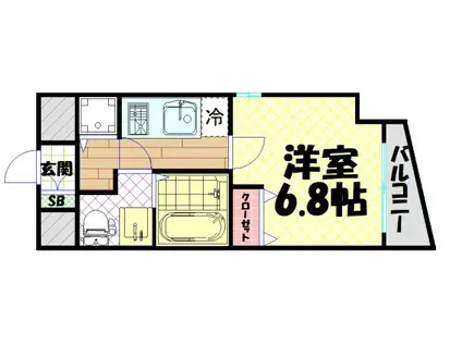 エスリード阿波座ノースプレイス(1K/12階)の間取り写真