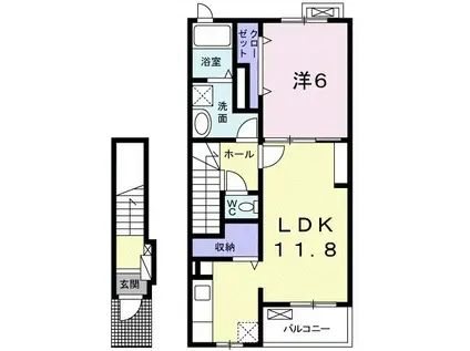 プレステージ若草(1LDK/2階)の間取り写真