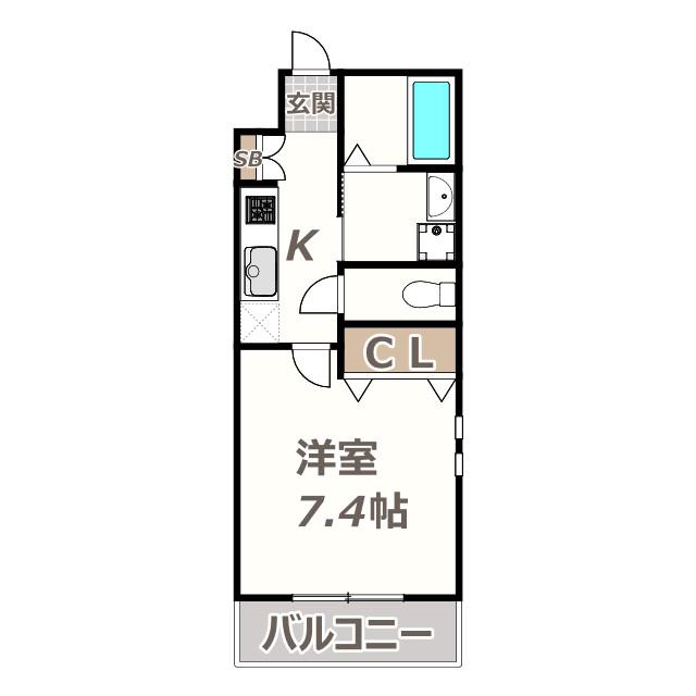 プルミエール北田辺(1K/1階)の間取り写真