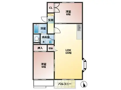 MAKO HOUSE(2LDK/1階)の間取り写真