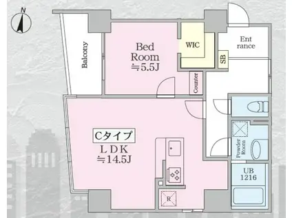 RESIDENCE新川橋(1LDK/1階)の間取り写真