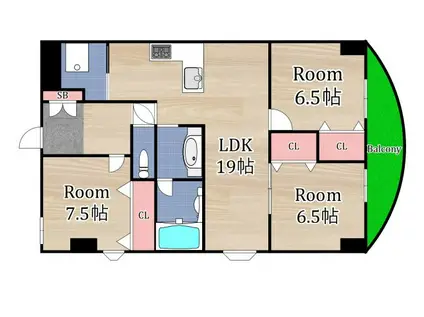 ロイヤルコート生江(3LDK/2階)の間取り写真