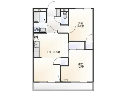 クレインソシア(2LDK/2階)の間取り写真