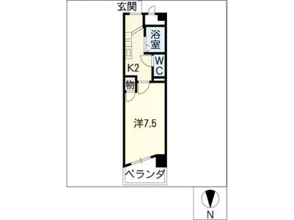 ユーフォニア岩塚(1K/6階)の間取り写真