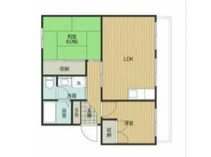 興津ハイツ(2LDK/1階)の間取り写真