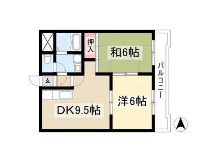 カサ松下(2LDK/5階)の間取り写真