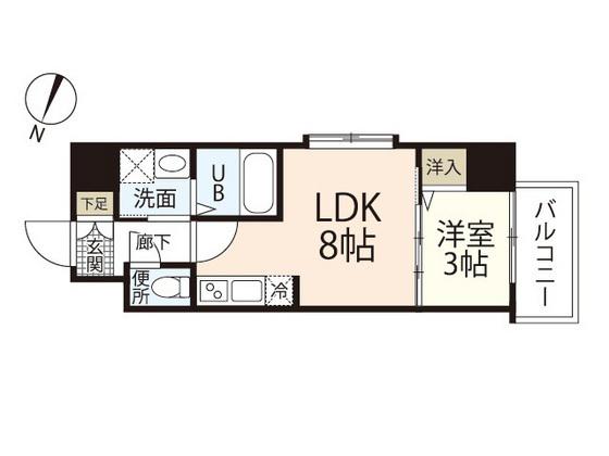 LE PENSEUR WK 東雲本町(1K/4階)の間取り写真