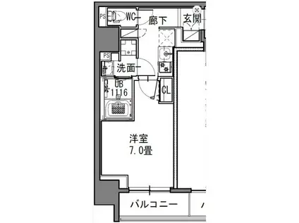 S-RESIDENCE新御徒町イースト(1K/3階)の間取り写真