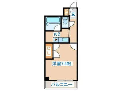 ロイヤルヒルズ長町(1K/4階)の間取り写真