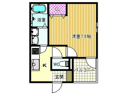 FSTYLE 藤井寺林(1K/1階)の間取り写真