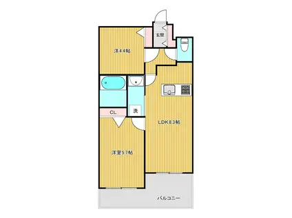 西小山ヒルズ(2LDK/3階)の間取り写真