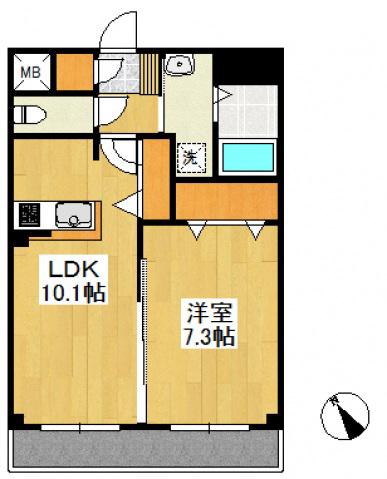 フォブール放駒(1LDK/2階)の間取り写真