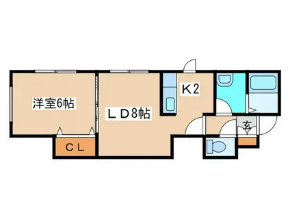 レストヒルズ白石駅 B棟(1LDK/2階)の間取り写真