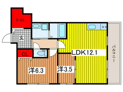 ESPRIT HARAYAMA(2LDK/2階)の間取り写真