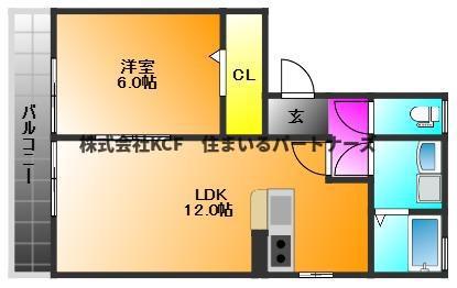ハウスフリーデIII(1LDK/2階)の間取り写真